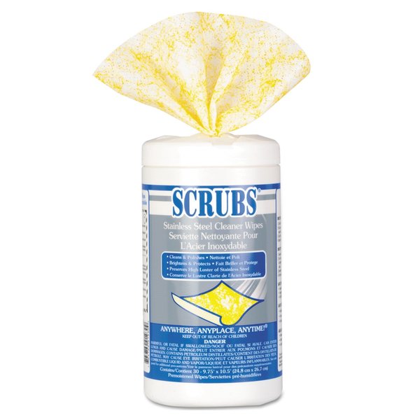 Scrubs Towels & Wipes, Polypropylene, 30 Wipes, Lemon, 6 PK 91930